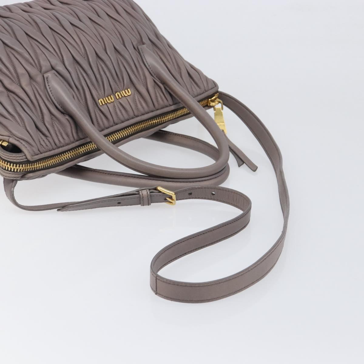 Miu Miu Matelasse Hand Bag Leather 2way Gray Gold Auth 201882V