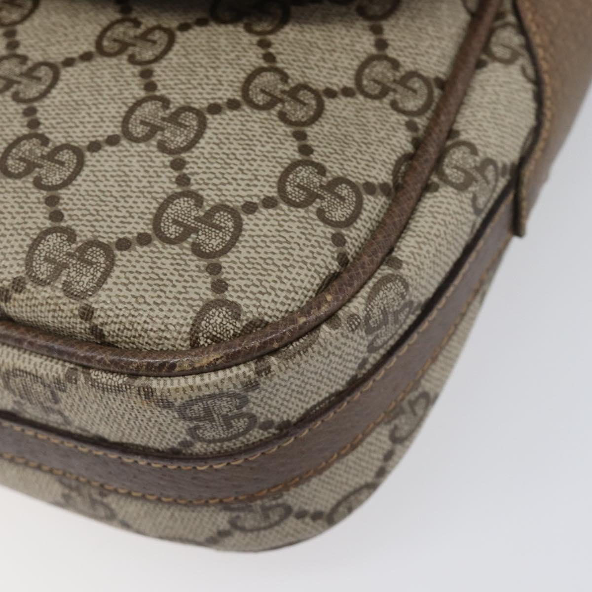 GUCCI GG Supreme Web Sherry Line Bag PVC Beige Silver 122754 Auth 201886