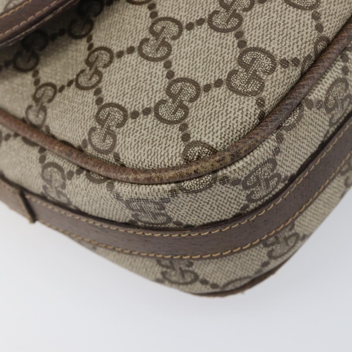 GUCCI GG Supreme Web Sherry Line Bag PVC Beige Silver 122754 Auth 201886