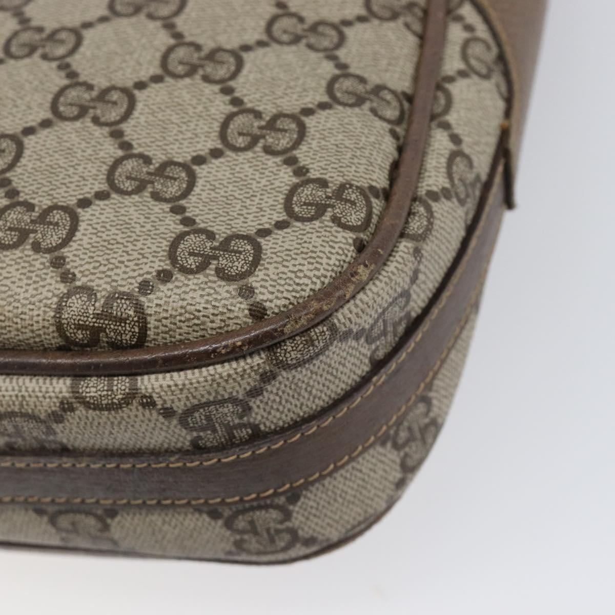 GUCCI GG Supreme Web Sherry Line Bag PVC Beige Silver 122754 Auth 201886