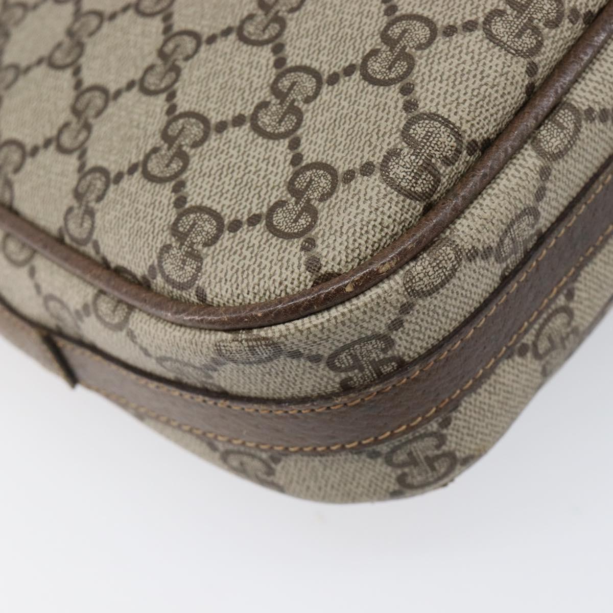 GUCCI GG Supreme Web Sherry Line Bag PVC Beige Silver 122754 Auth 201886