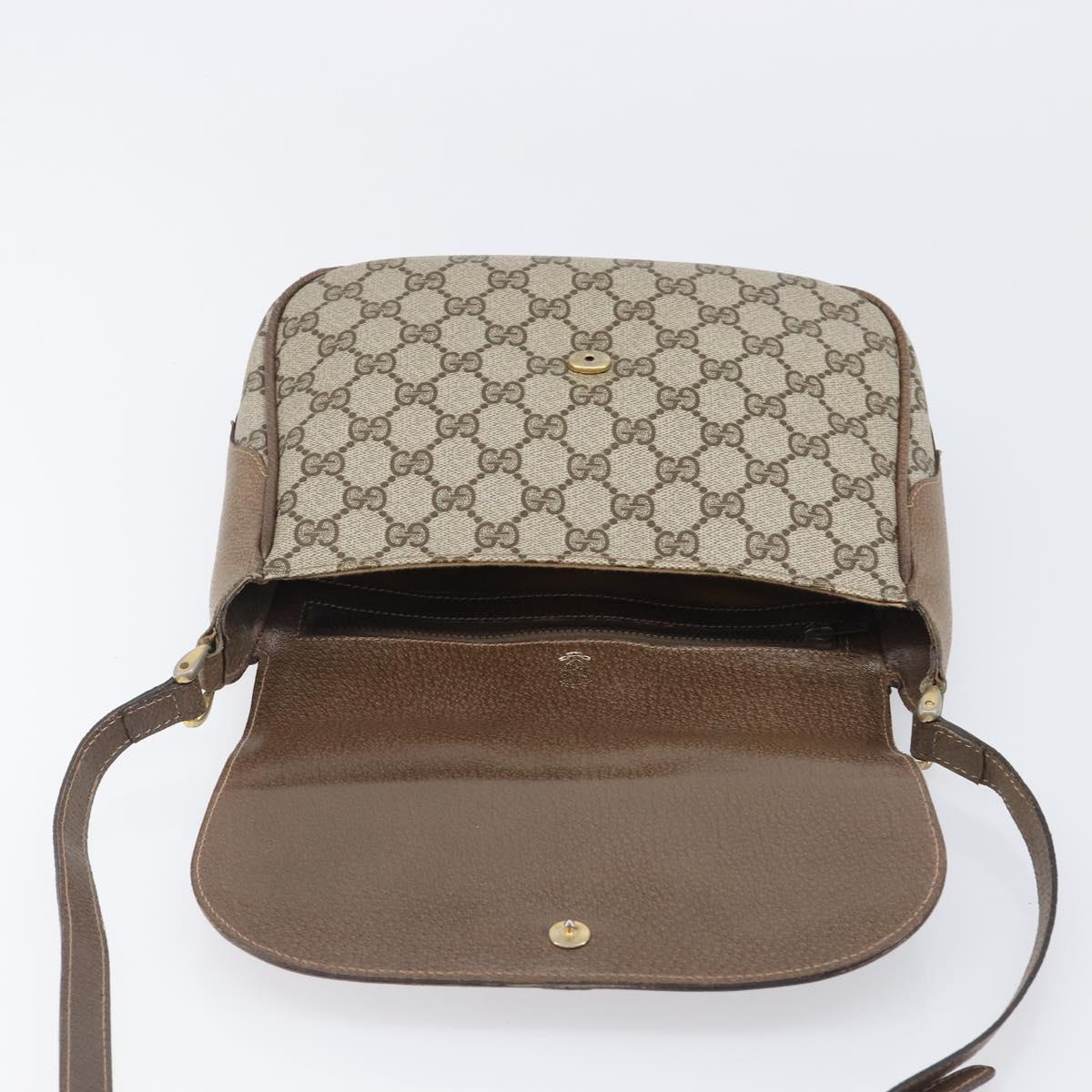 GUCCI GG Supreme Web Sherry Line Bag PVC Beige Silver 122754 Auth 201886