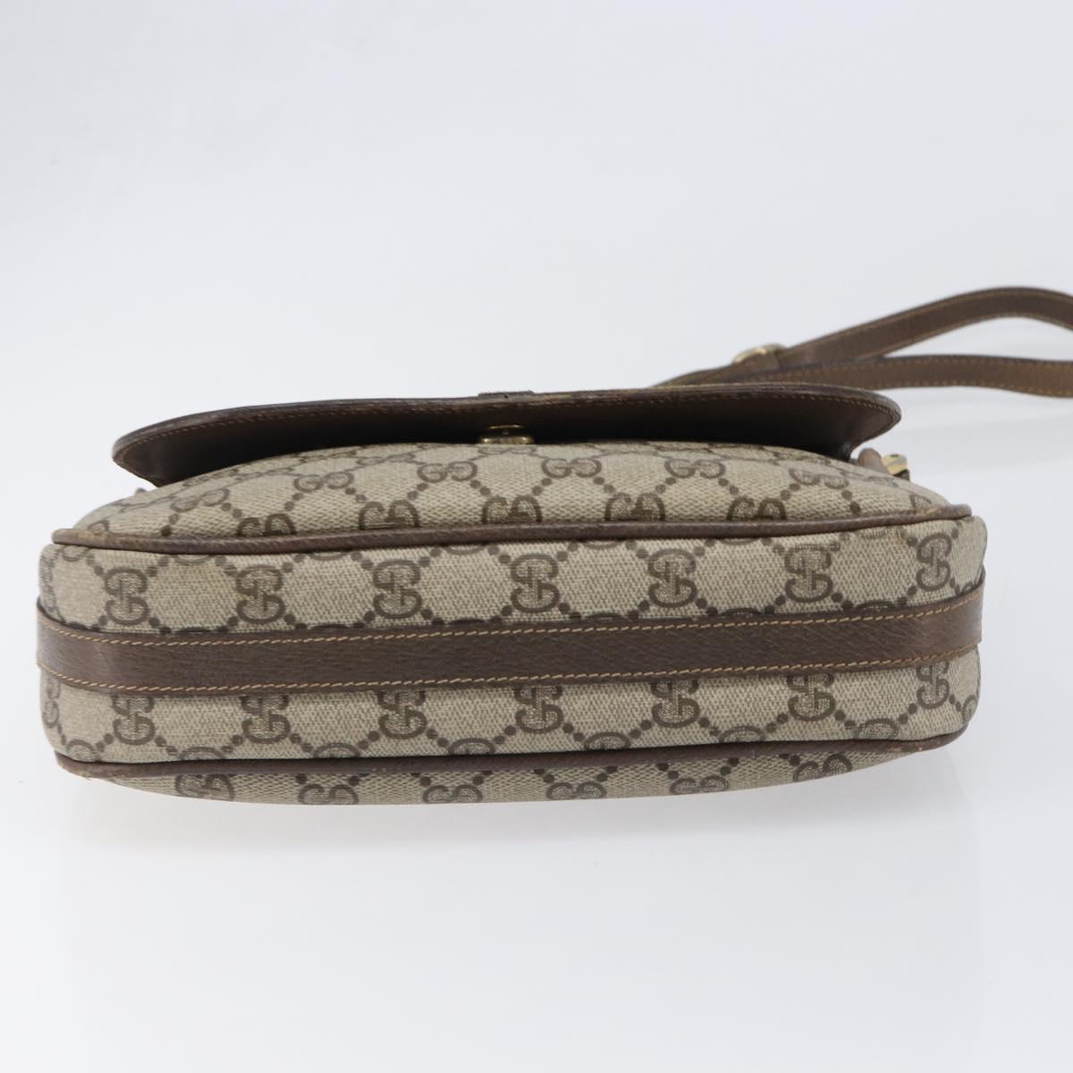 GUCCI GG Supreme Web Sherry Line Bag PVC Beige Silver 122754 Auth 201886