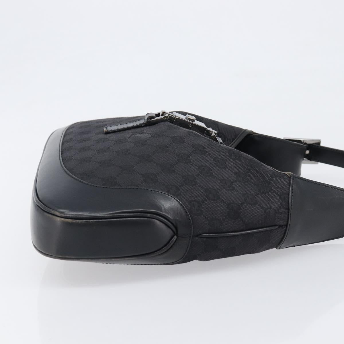 GUCCI GG Canvas Jackie Shoulder Bag Black Silver 001 3306 Auth 201888