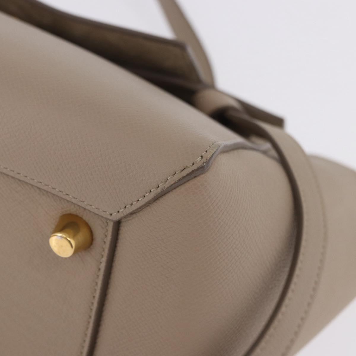 CELINE Belt Bag Hand Bag Leather Beige Gold Auth 201889V
