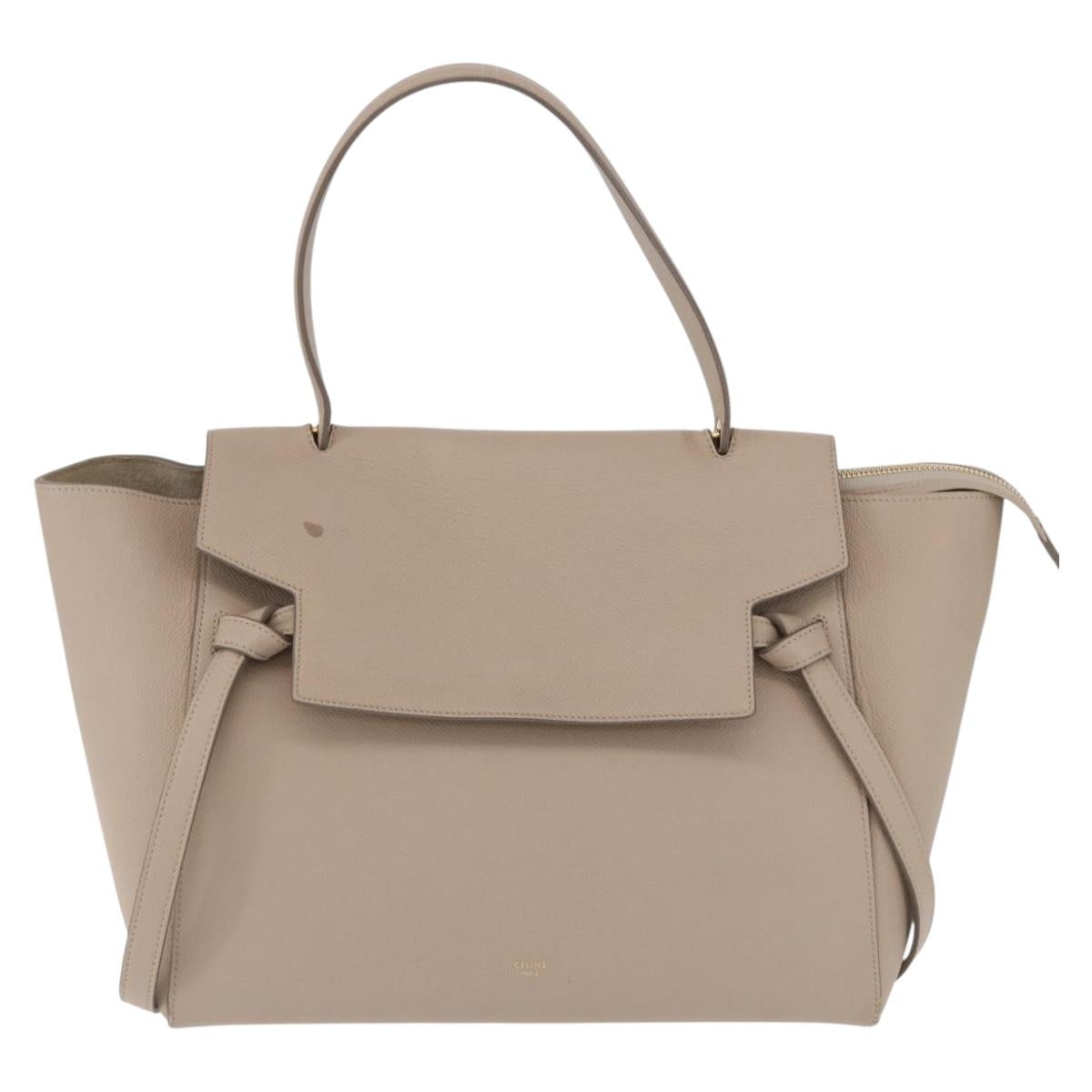 CELINE Belt Bag Hand Bag Leather Beige Gold Auth 201889V