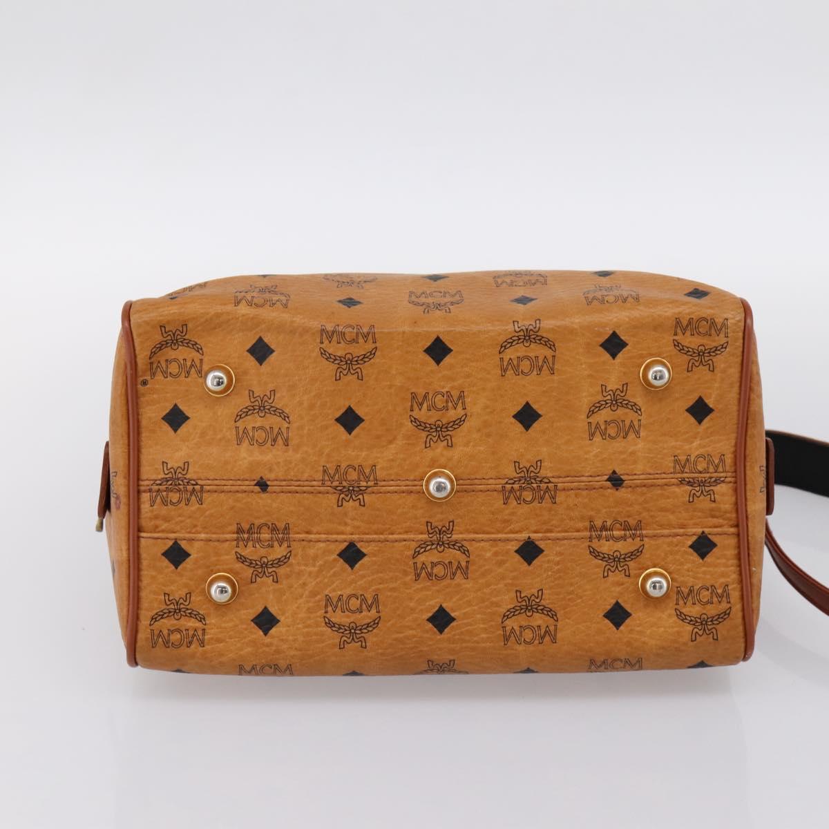MCM Logogram Vicetos Boston Bag PVC Leather 2way Brown Gold Auth 201891A