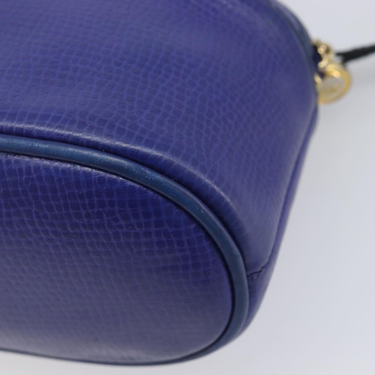 Christian Dior Hand Bag Leather 2way Blue Gold Auth 201892