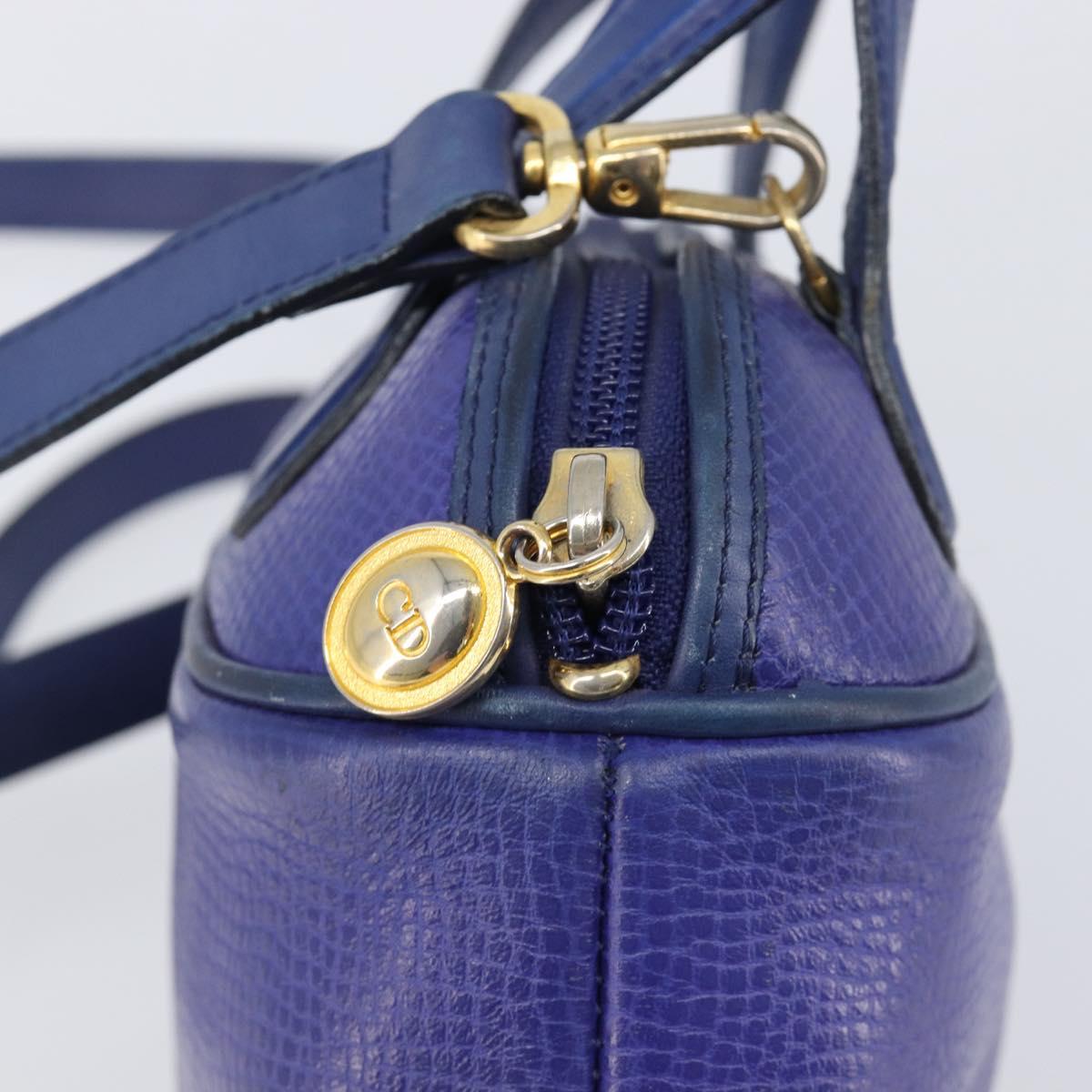 Christian Dior Hand Bag Leather 2way Blue Gold Auth 201892