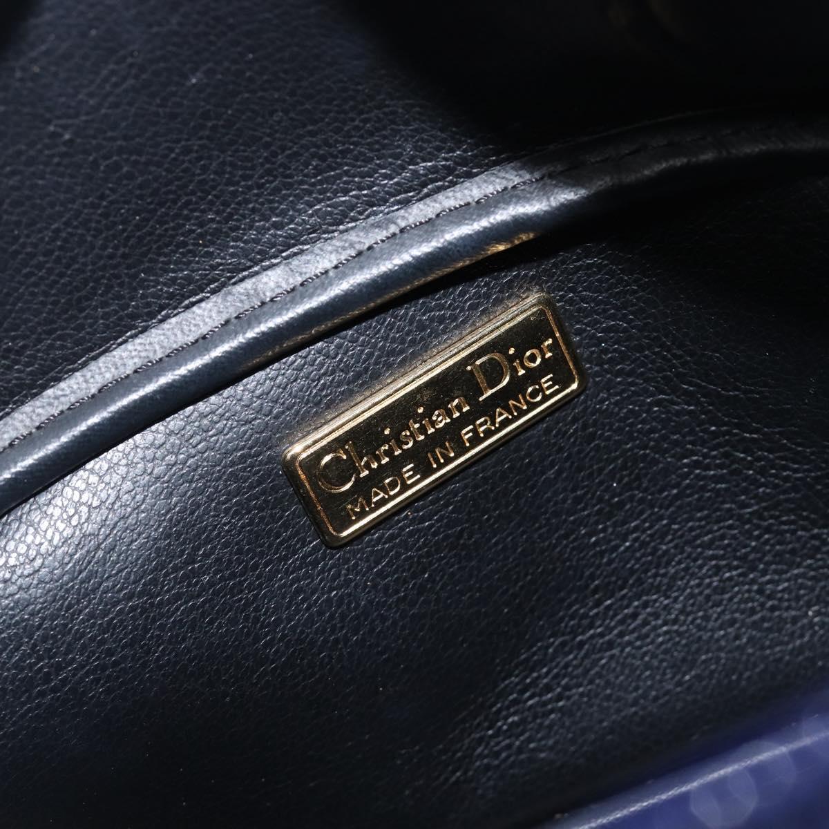 Christian Dior Hand Bag Leather 2way Blue Gold Auth 201892