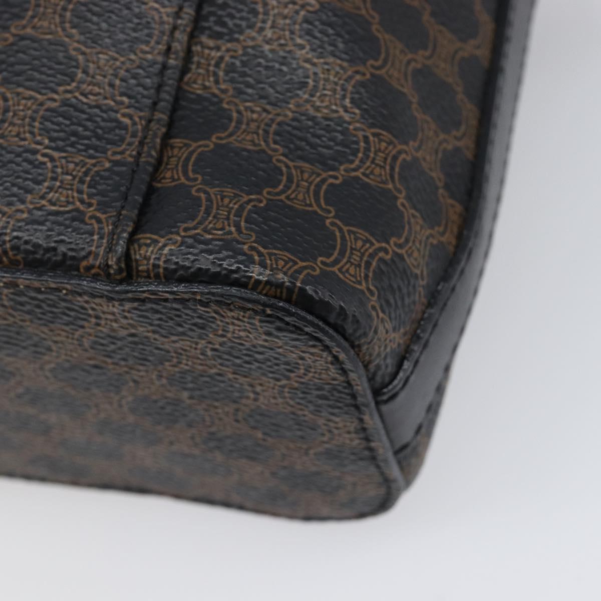 CELINE Circle Macadam Canvas Hand Bag PVC 2way Black Gold Auth 201894
