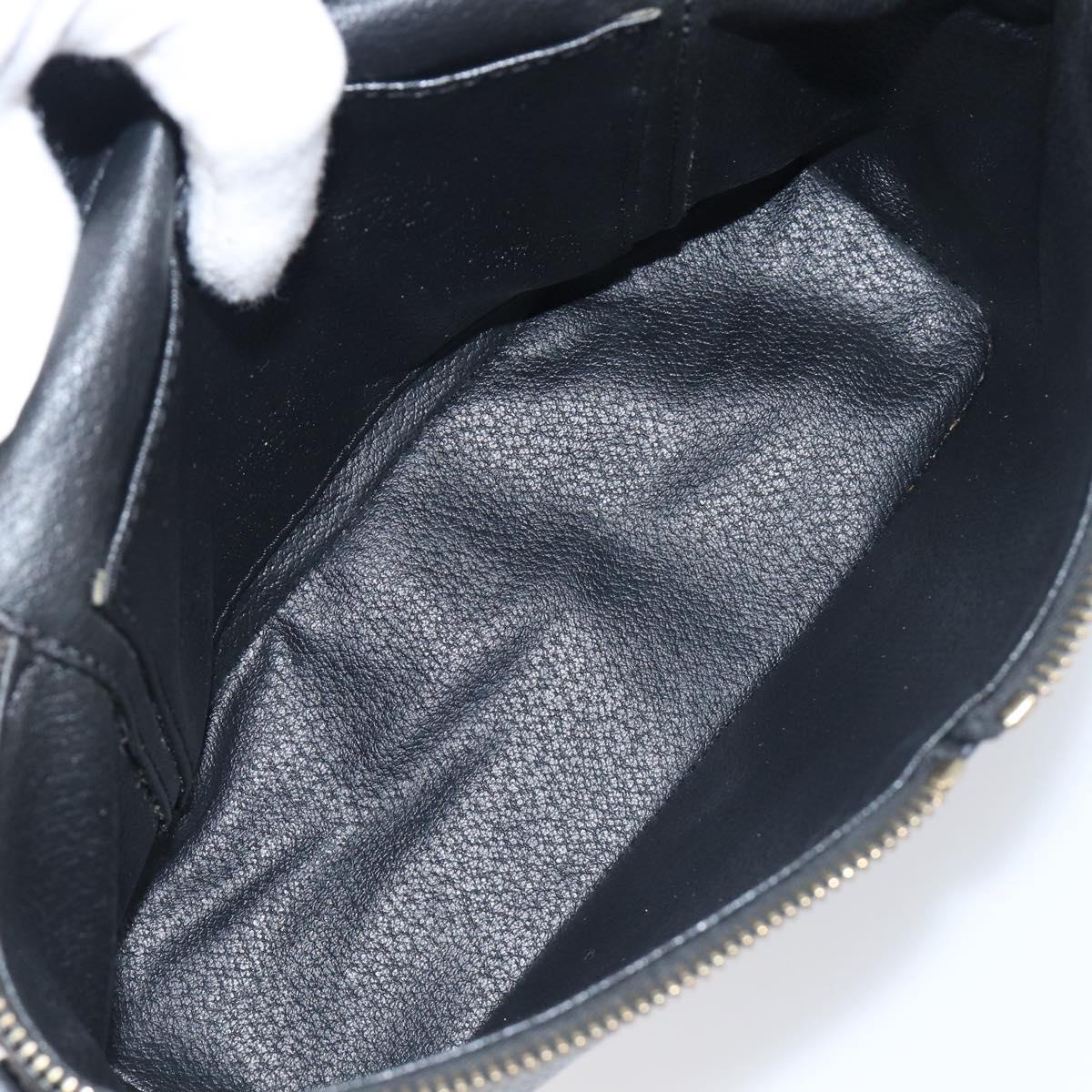 CELINE Circle Macadam Canvas Hand Bag PVC 2way Black Gold Auth 201894