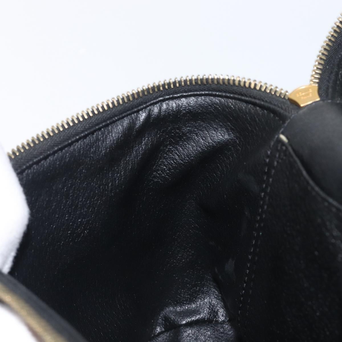 CELINE Circle Macadam Canvas Hand Bag PVC 2way Black Gold Auth 201894
