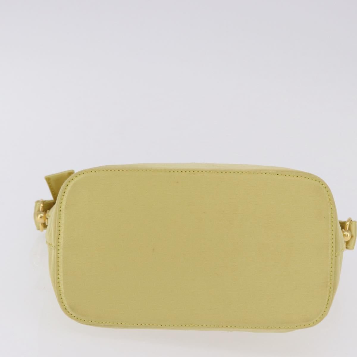 PRADA Hand Pouch Satin Yellow Gold Auth 201895