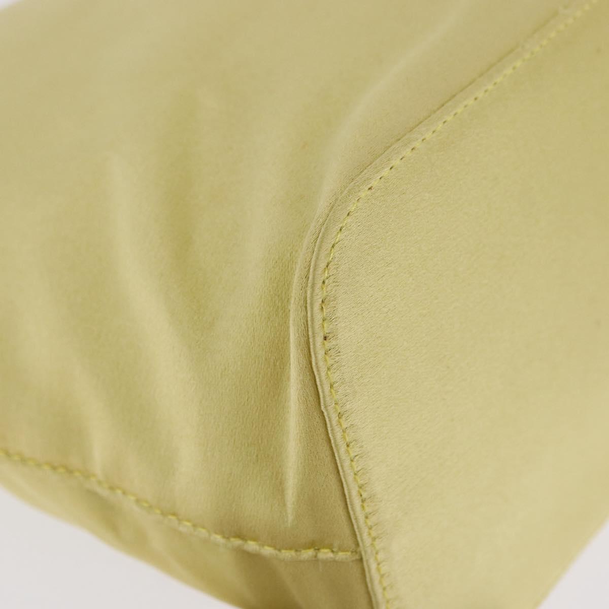 PRADA Hand Pouch Satin Yellow Gold Auth 201895