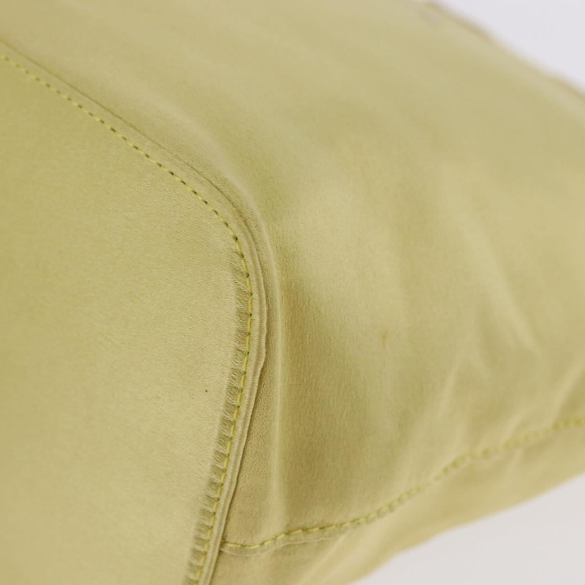 PRADA Hand Pouch Satin Yellow Gold Auth 201895