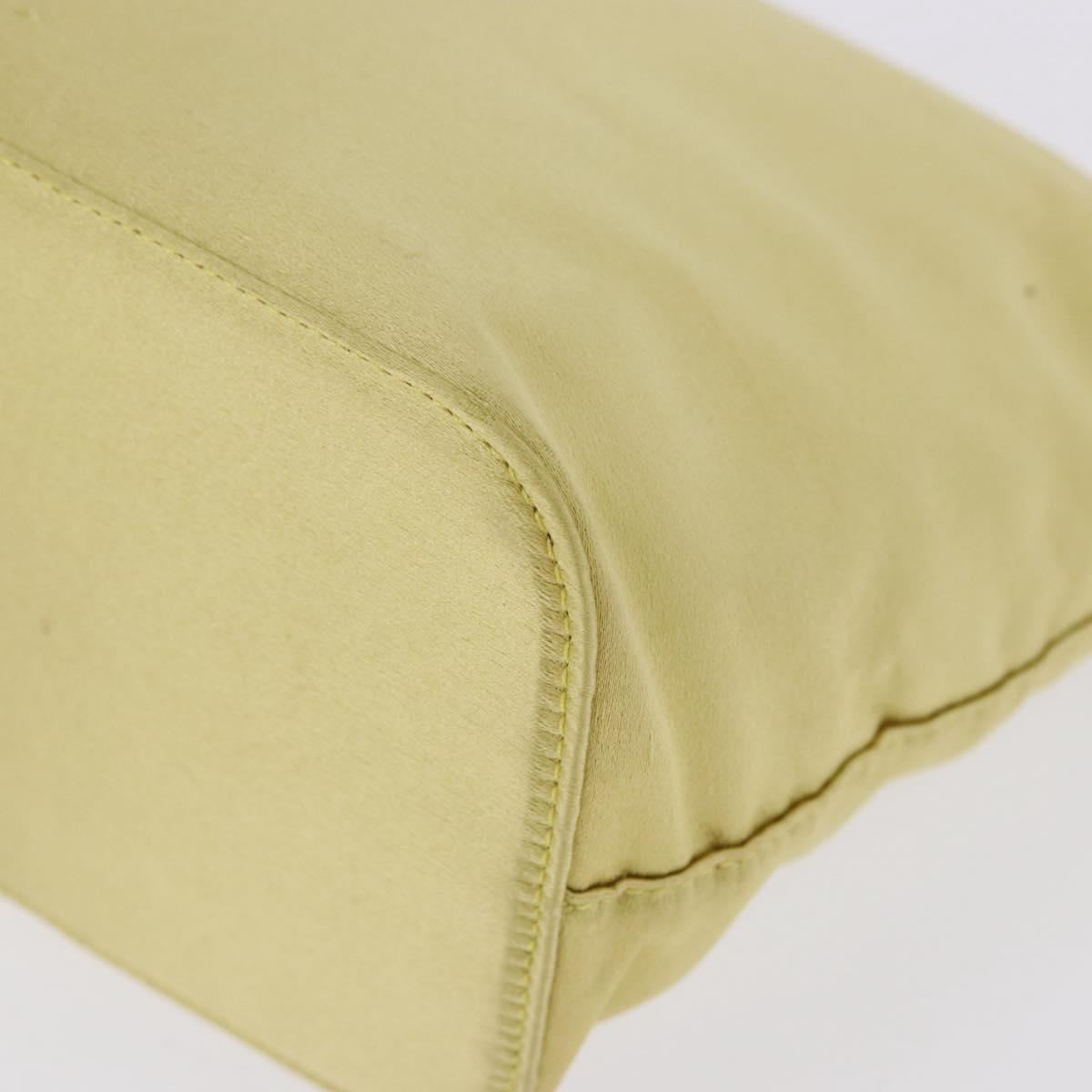 PRADA Hand Pouch Satin Yellow Gold Auth 201895