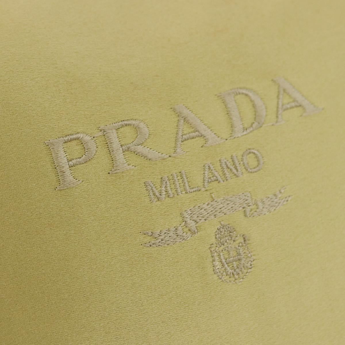 PRADA Hand Pouch Satin Yellow Gold Auth 201895