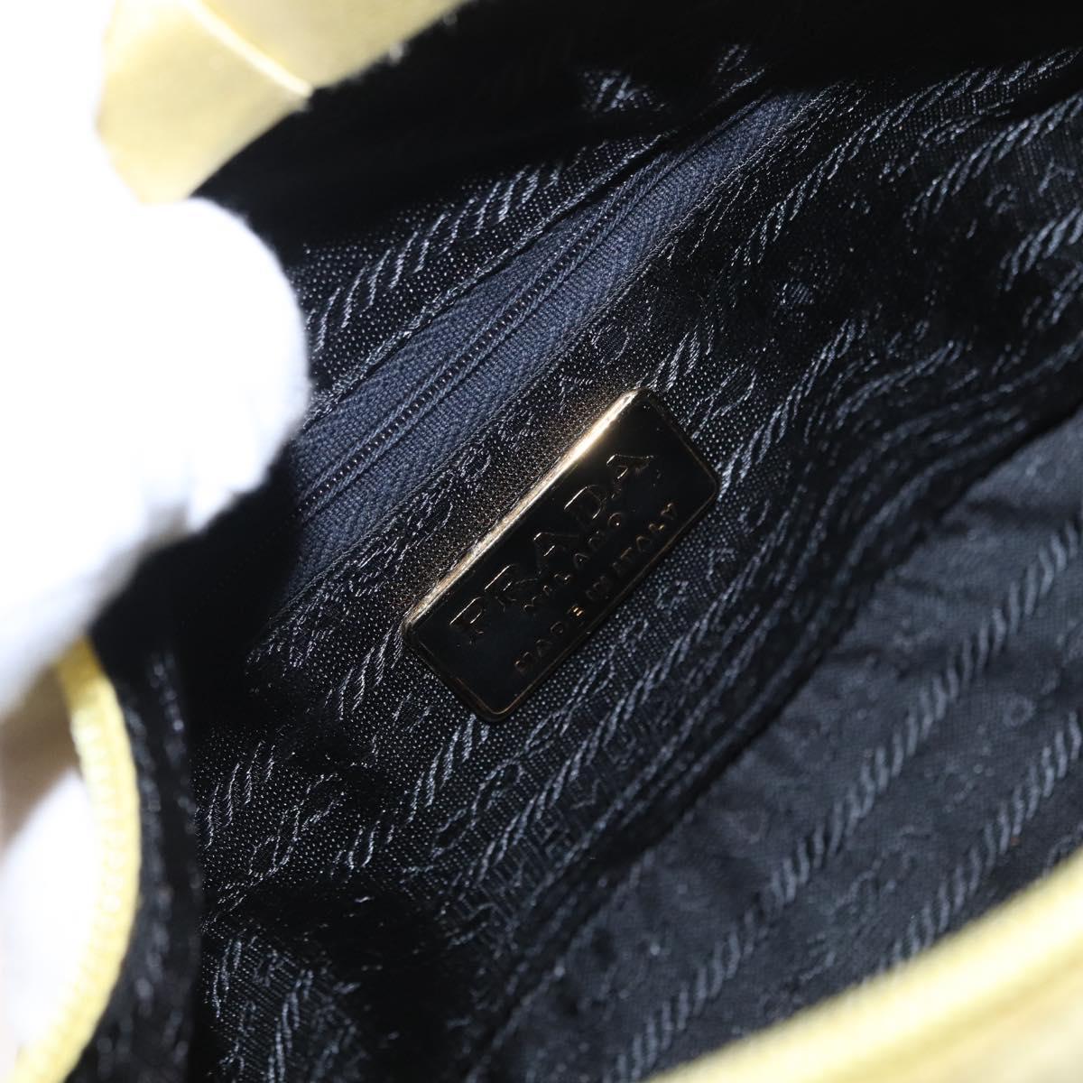 PRADA Hand Pouch Satin Yellow Gold Auth 201895