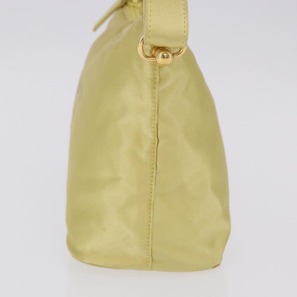PRADA Hand Pouch Satin Yellow Gold Auth 201895