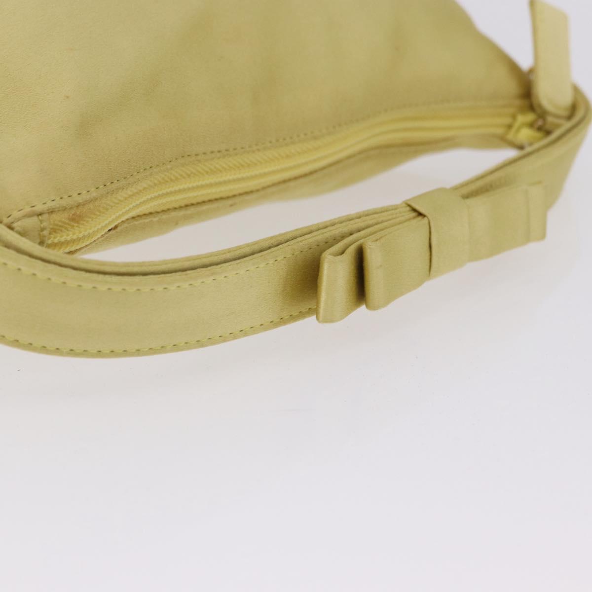 PRADA Hand Pouch Satin Yellow Gold Auth 201895