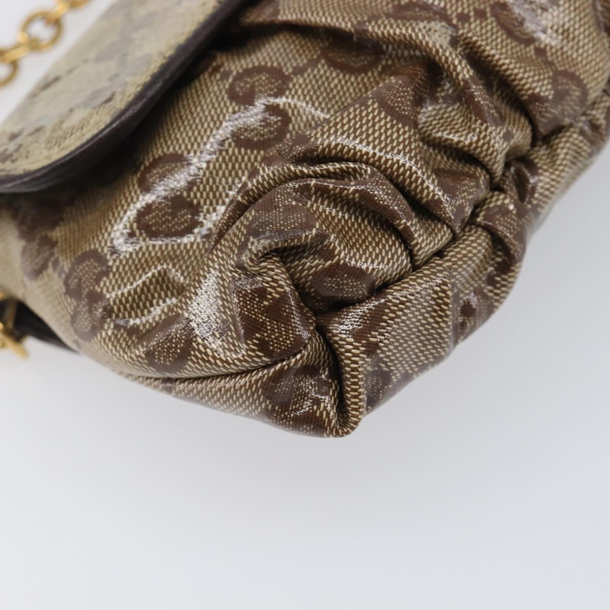 GUCCI GG Crystal Histeria Bag Coated Canvas Beige Gold 208710 Auth 201897