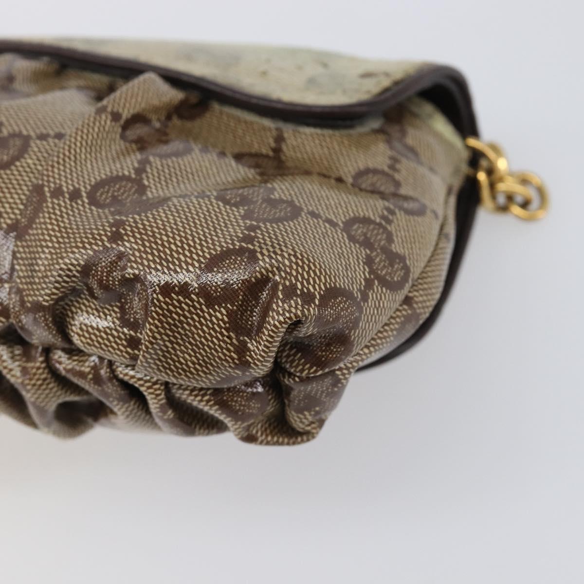 GUCCI GG Crystal Histeria Bag Coated Canvas Beige Gold 208710 Auth 201897