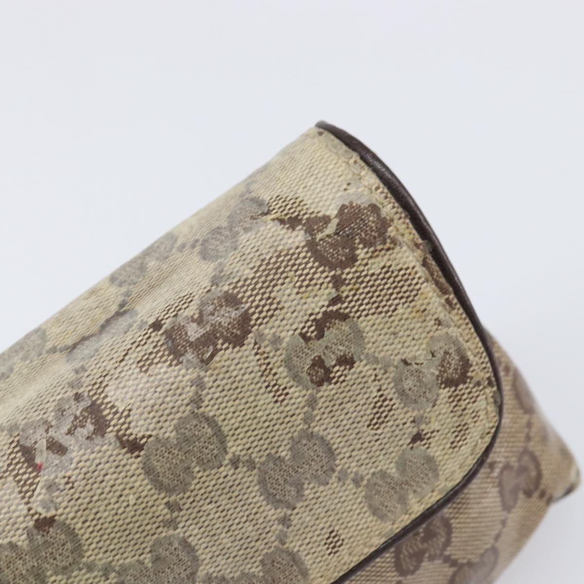 GUCCI GG Crystal Histeria Bag Coated Canvas Beige Gold 208710 Auth 201897