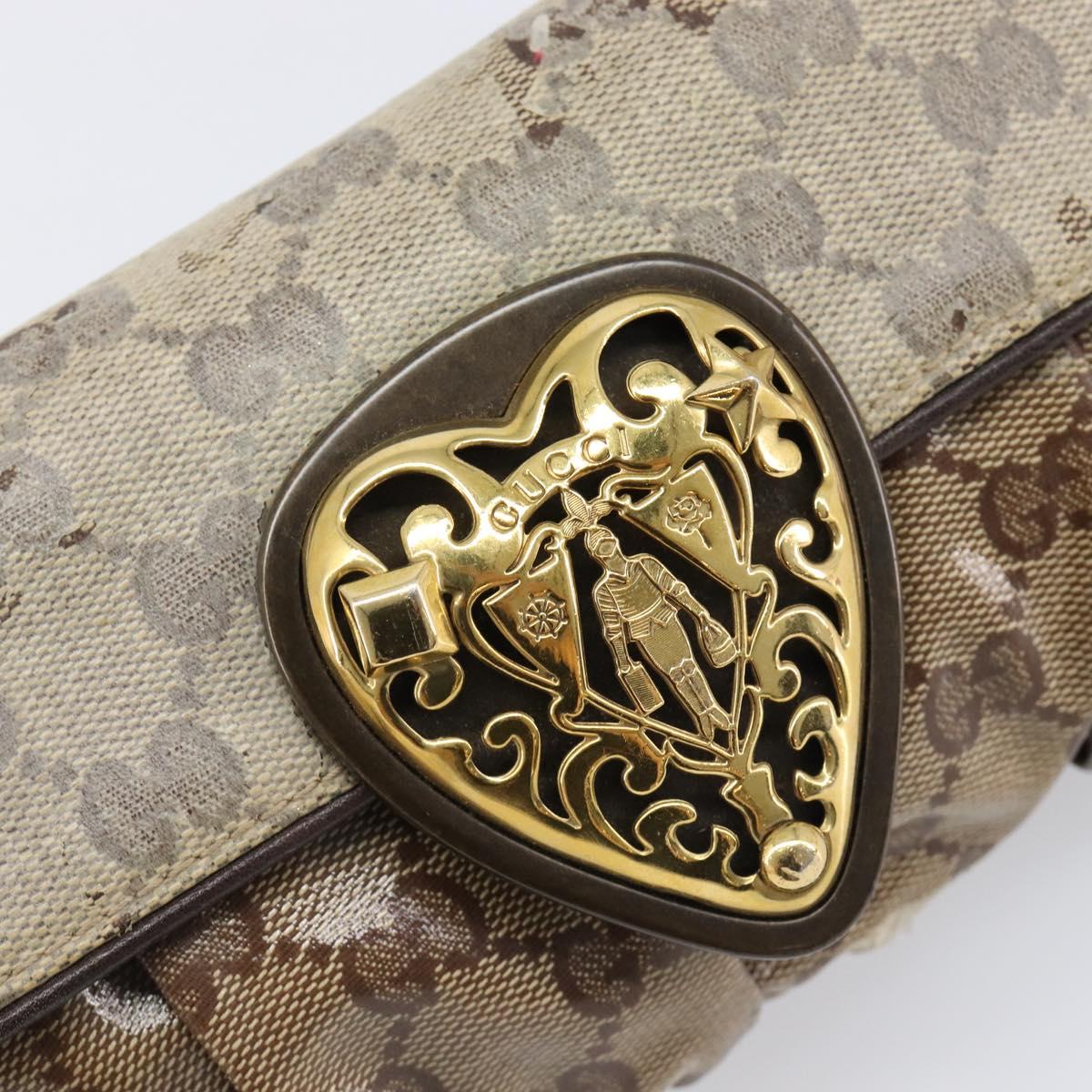 GUCCI GG Crystal Histeria Bag Coated Canvas Beige Gold 208710 Auth 201897