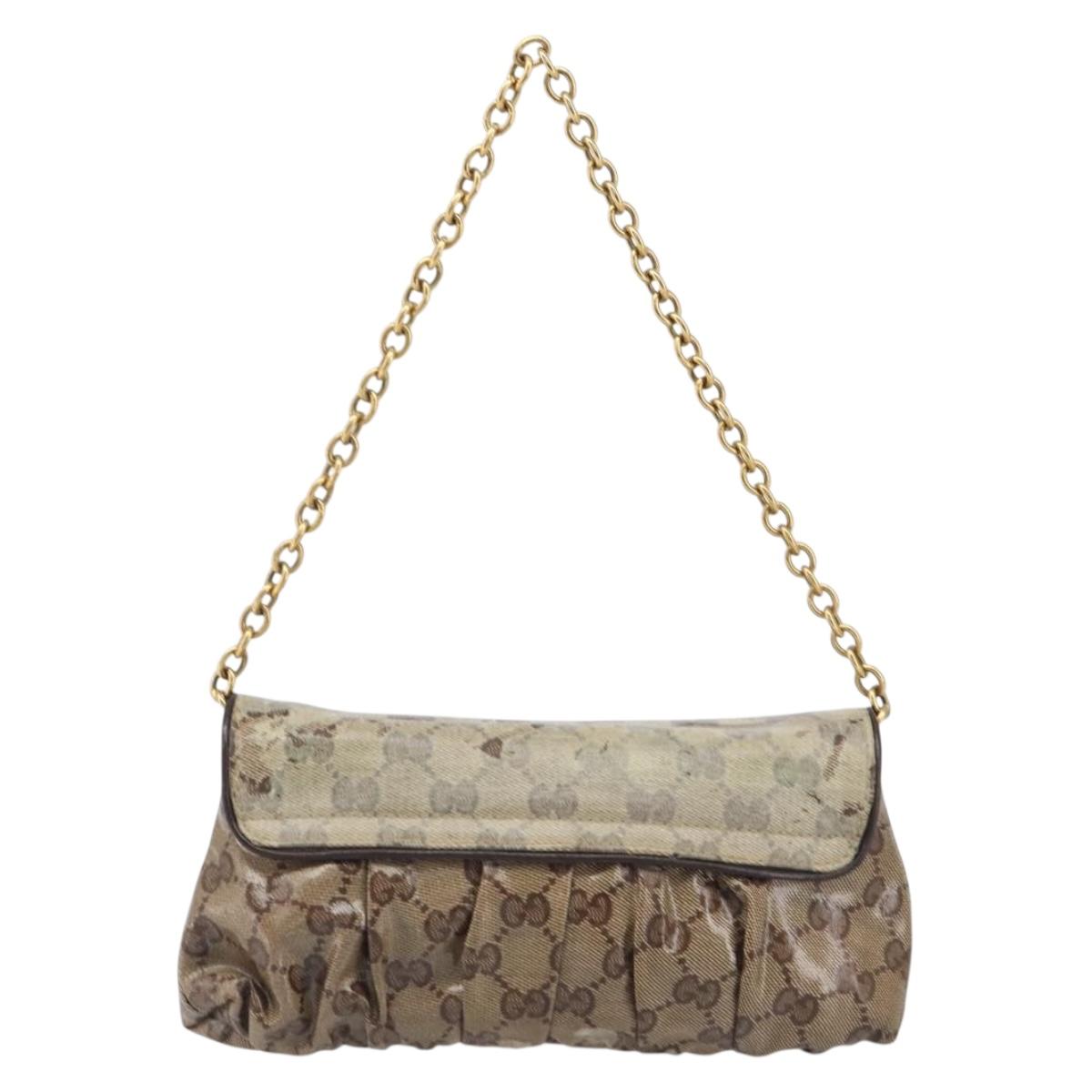 GUCCI GG Crystal Histeria Bag Coated Canvas Beige Gold 208710 Auth 201897