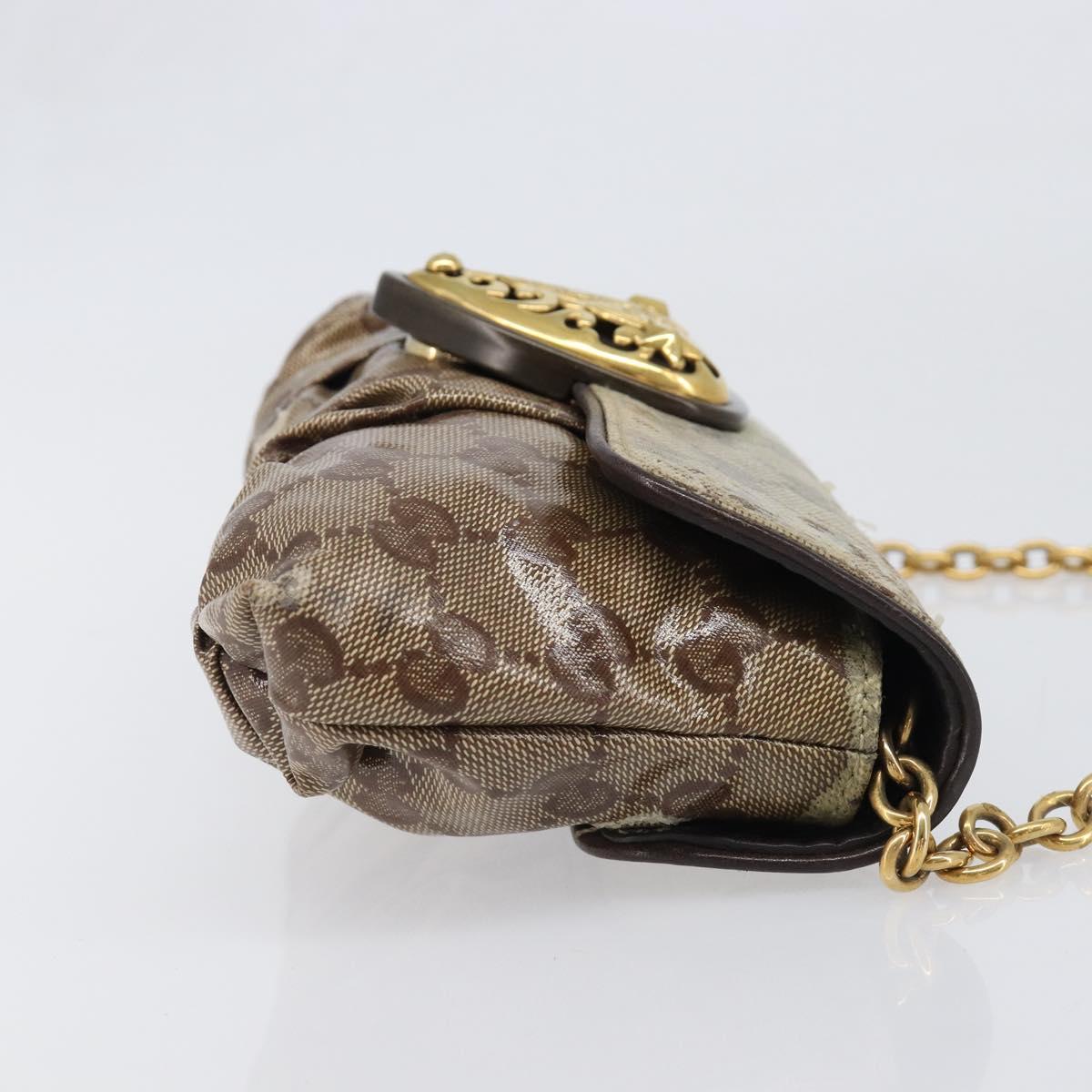 GUCCI GG Crystal Histeria Bag Coated Canvas Beige Gold 208710 Auth 201897