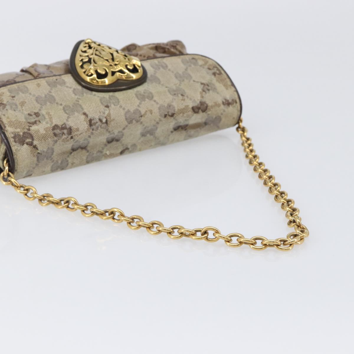 GUCCI GG Crystal Histeria Bag Coated Canvas Beige Gold 208710 Auth 201897
