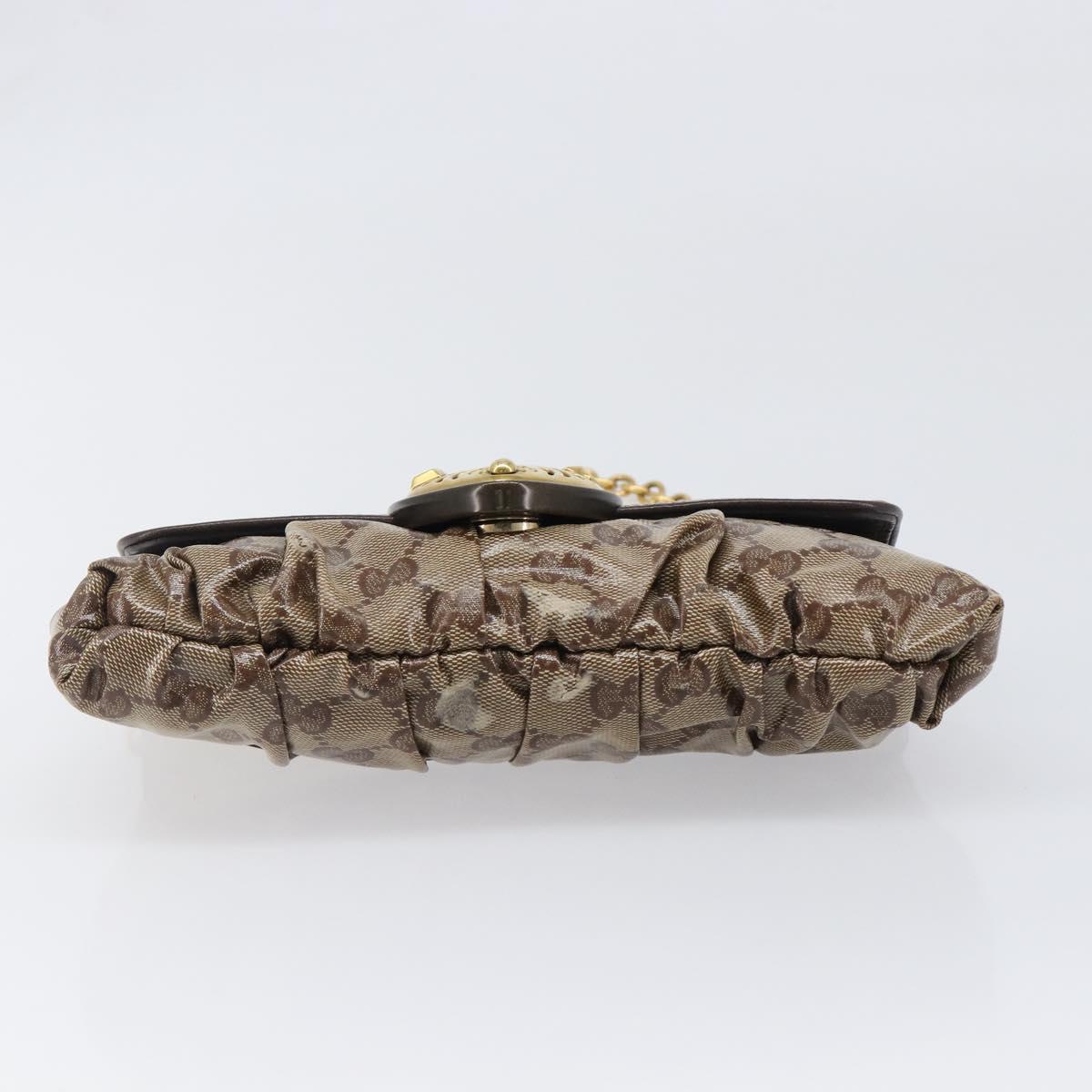 GUCCI GG Crystal Histeria Bag Coated Canvas Beige Gold 208710 Auth 201897