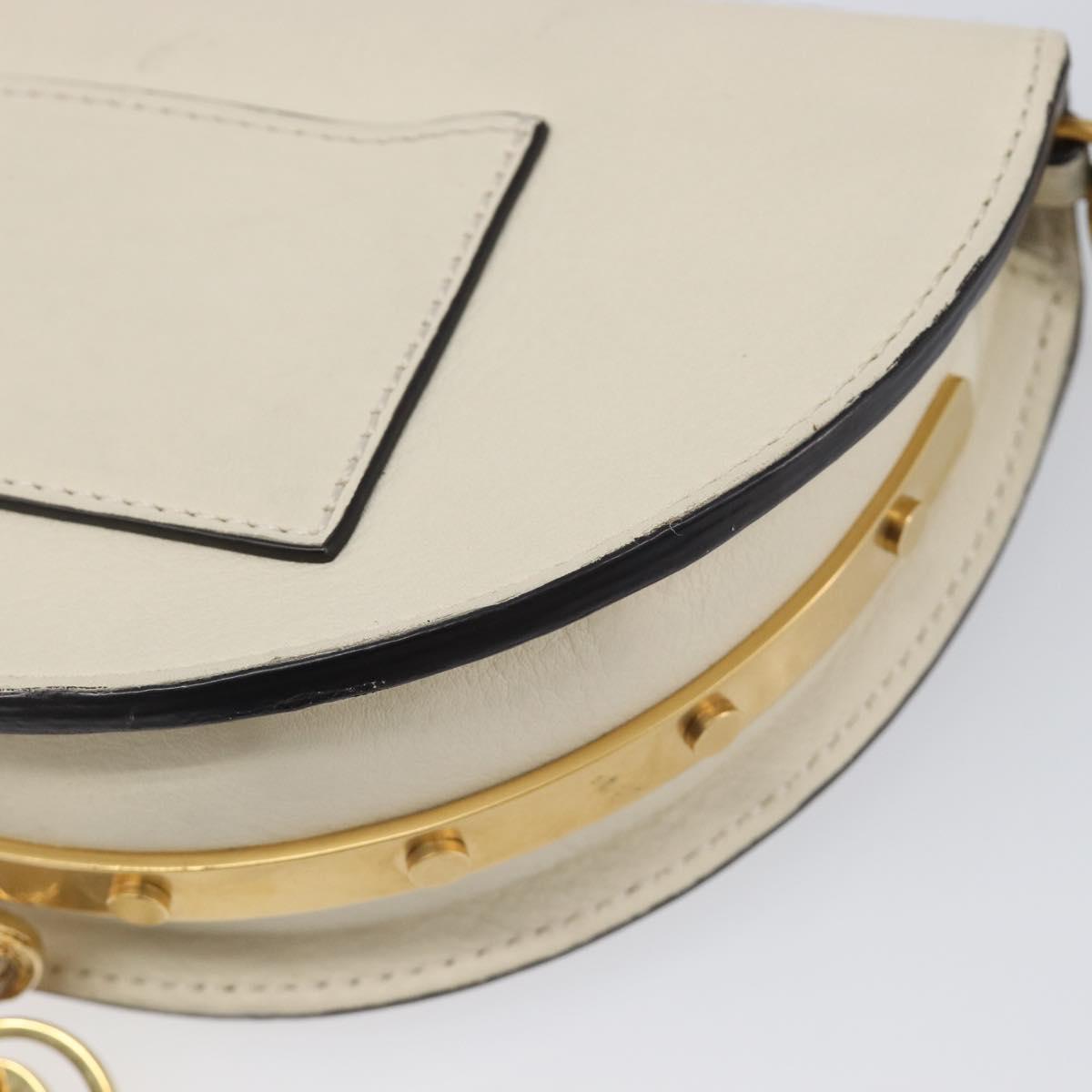Chloe Nile Minaudière Hand Bag Leather 2way White Gold Auth 201900A