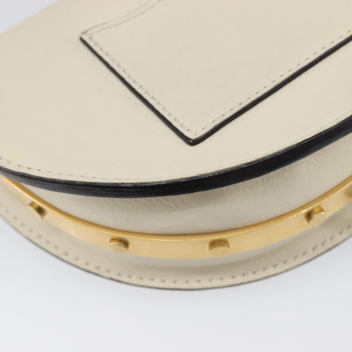 Chloe Nile Minaudière Hand Bag Leather 2way White Gold Auth 201900A