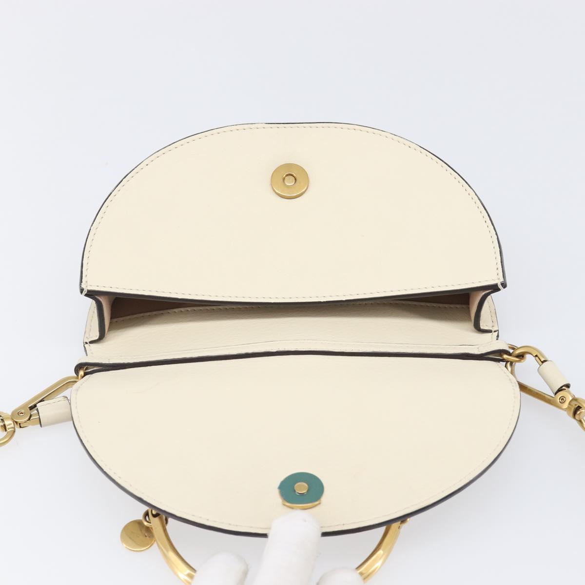 Chloe Nile Minaudière Hand Bag Leather 2way White Gold Auth 201900A