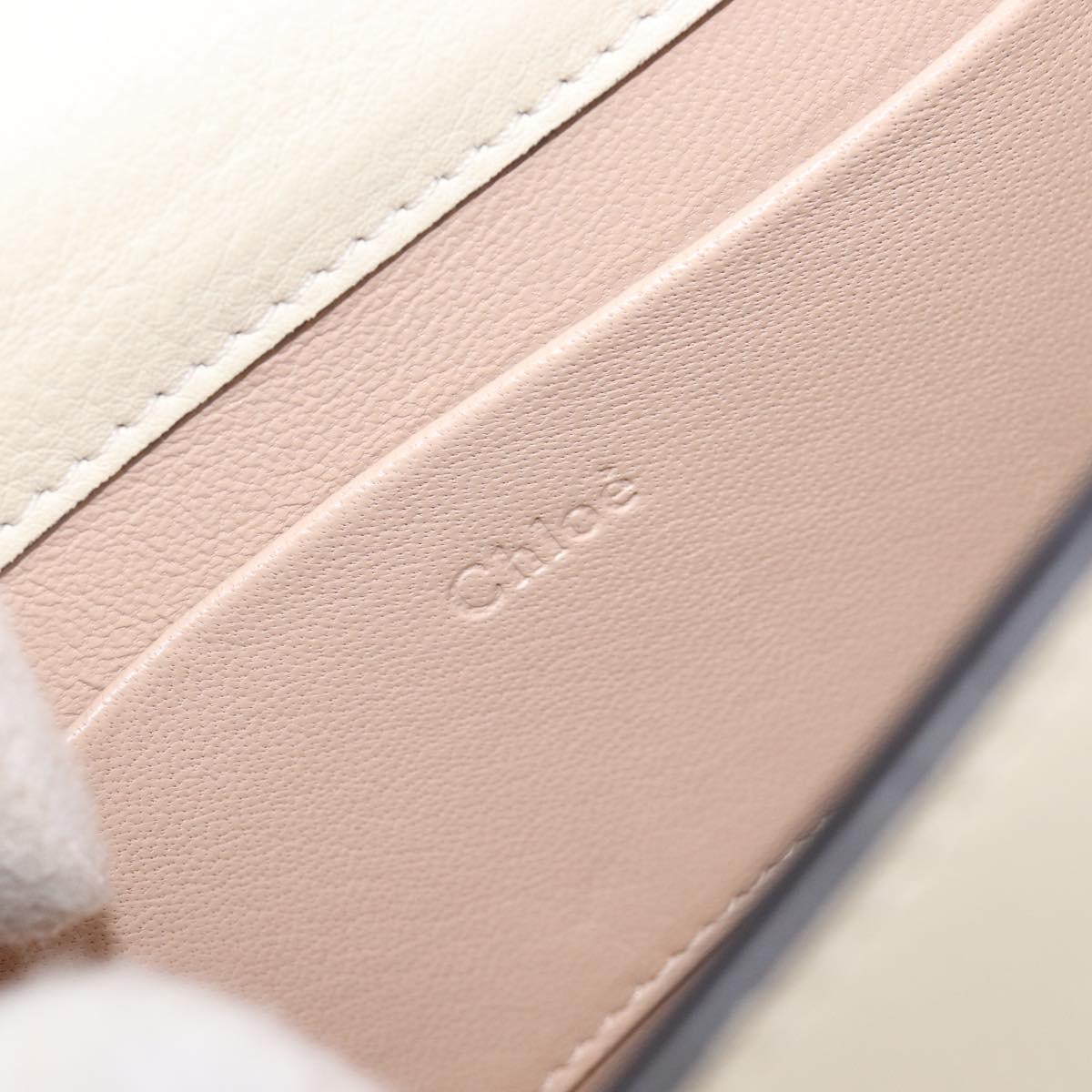 Chloe Nile Minaudière Hand Bag Leather 2way White Gold Auth 201900A