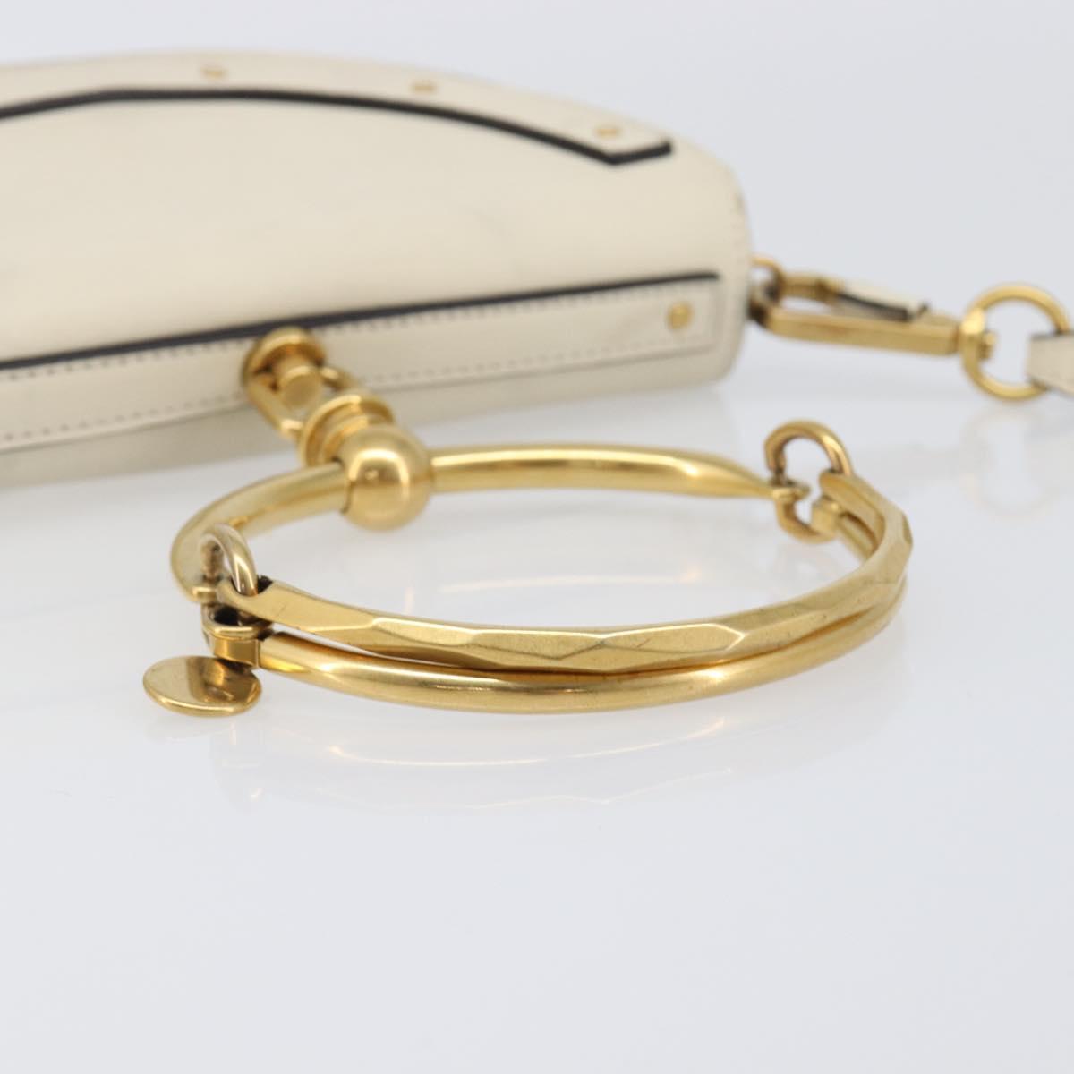 Chloe Nile Minaudière Hand Bag Leather 2way White Gold Auth 201900A