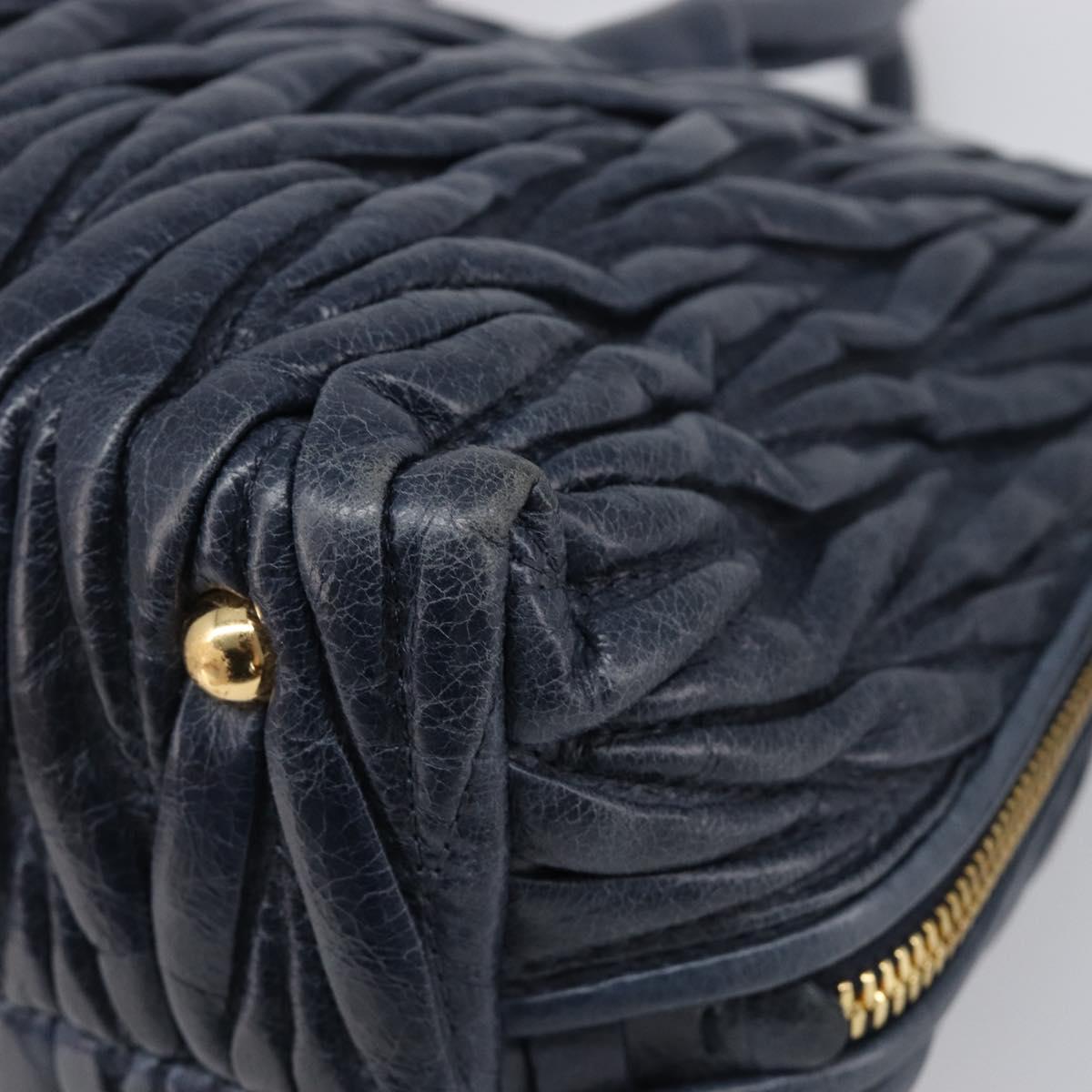 Miu Miu Matelasse Hand Bag Leather Navy Gold Auth 201903V