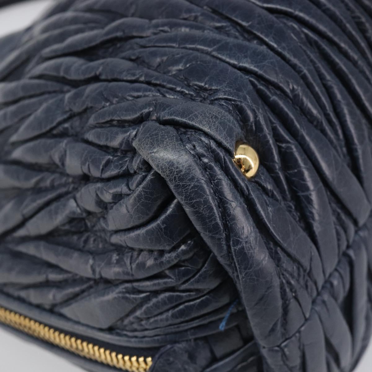 Miu Miu Matelasse Hand Bag Leather Navy Gold Auth 201903V