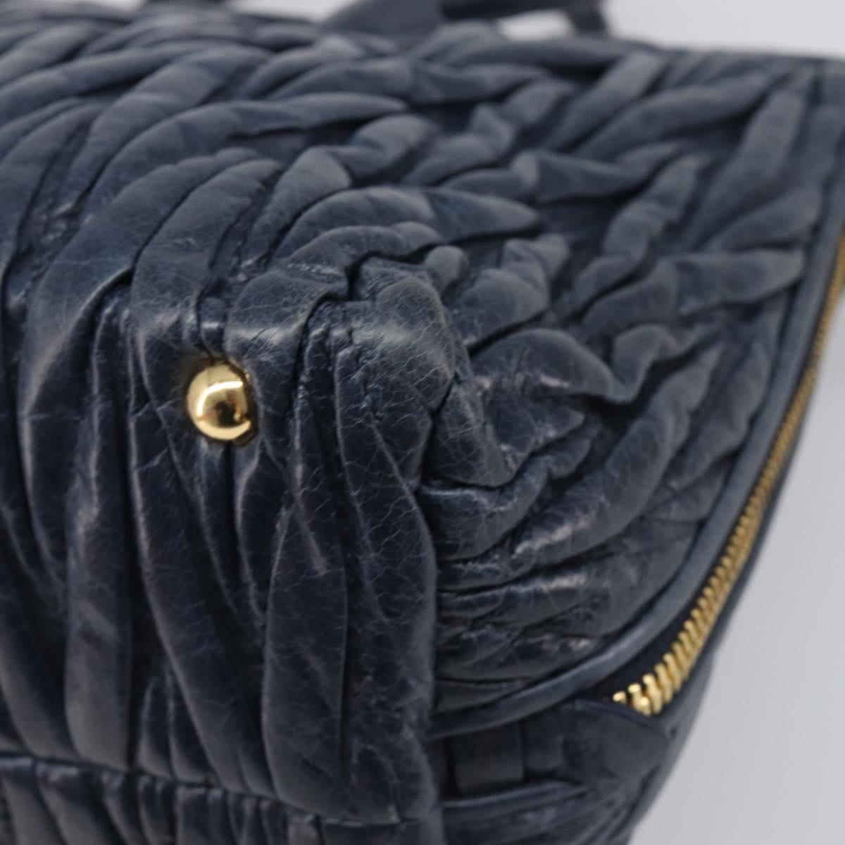 Miu Miu Matelasse Hand Bag Leather Navy Gold Auth 201903V