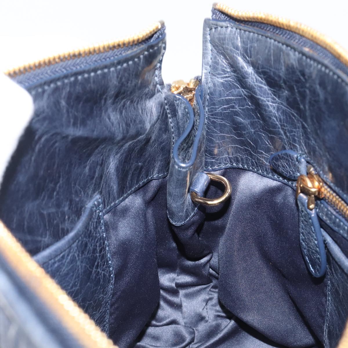 Miu Miu Matelasse Hand Bag Leather Navy Gold Auth 201903V
