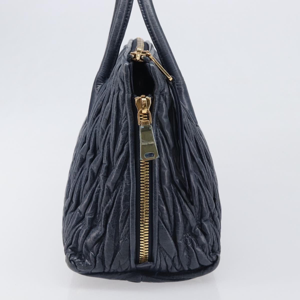 Miu Miu Matelasse Hand Bag Leather Navy Gold Auth 201903V