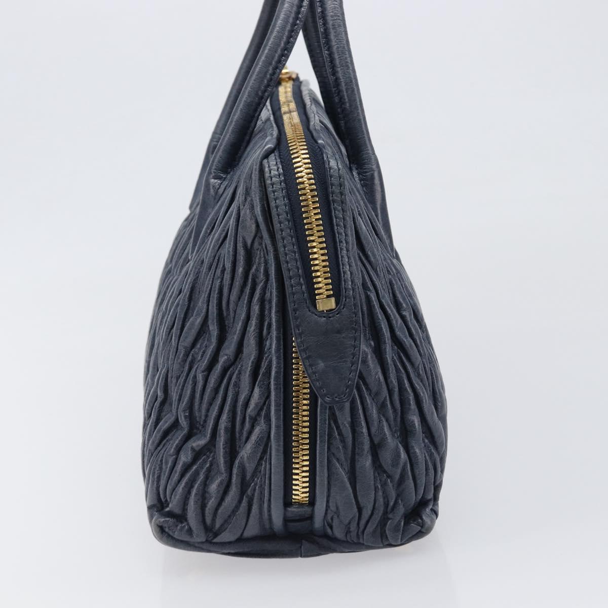 Miu Miu Matelasse Hand Bag Leather Navy Gold Auth 201903V