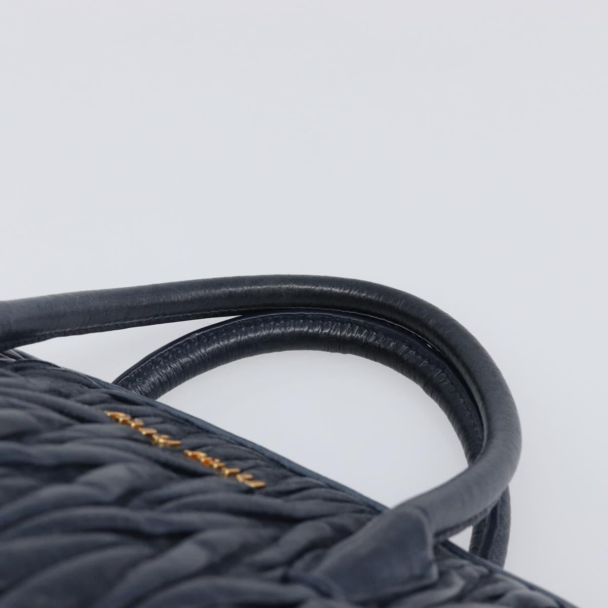 Miu Miu Matelasse Hand Bag Leather Navy Gold Auth 201903V