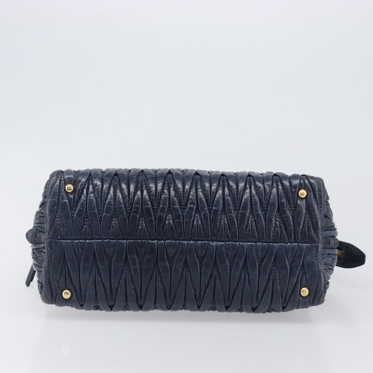 Miu Miu Matelasse Hand Bag Leather Navy Gold Auth 201903V