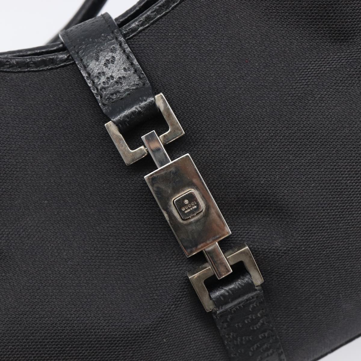 GUCCI Jackie Hand Bag Canvas Black Silver 002 1067 Auth 201904
