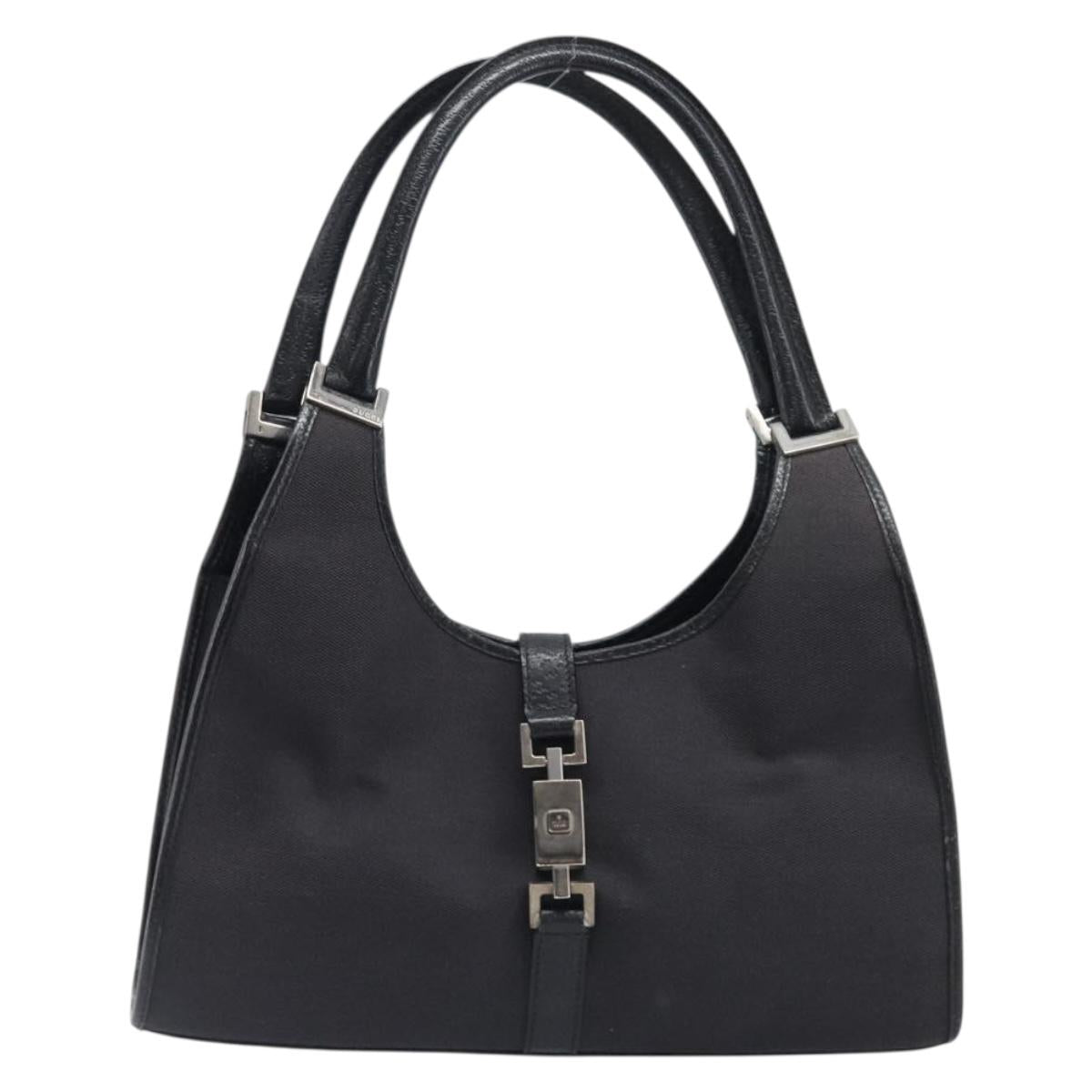 GUCCI Jackie Hand Bag Canvas Black Silver 002 1067 Auth 201904