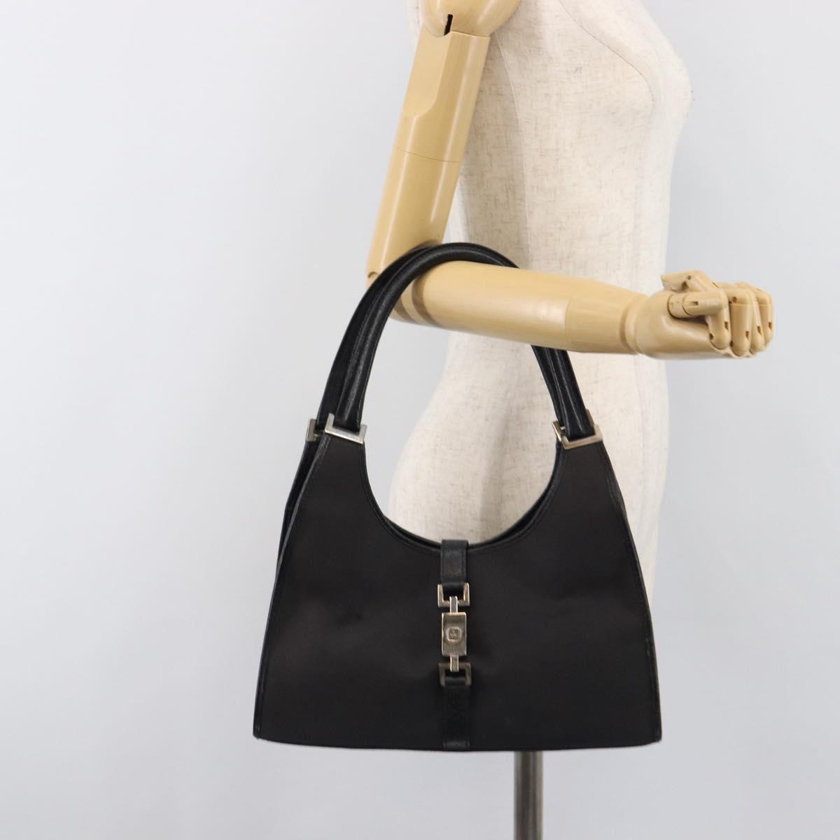 GUCCI Jackie Hand Bag Canvas Black Silver 002 1067 Auth 201904
