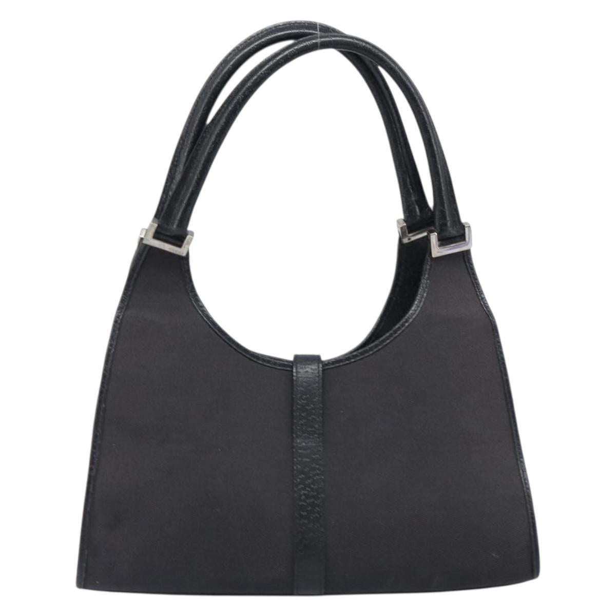 GUCCI Jackie Hand Bag Canvas Black Silver 002 1067 Auth 201904